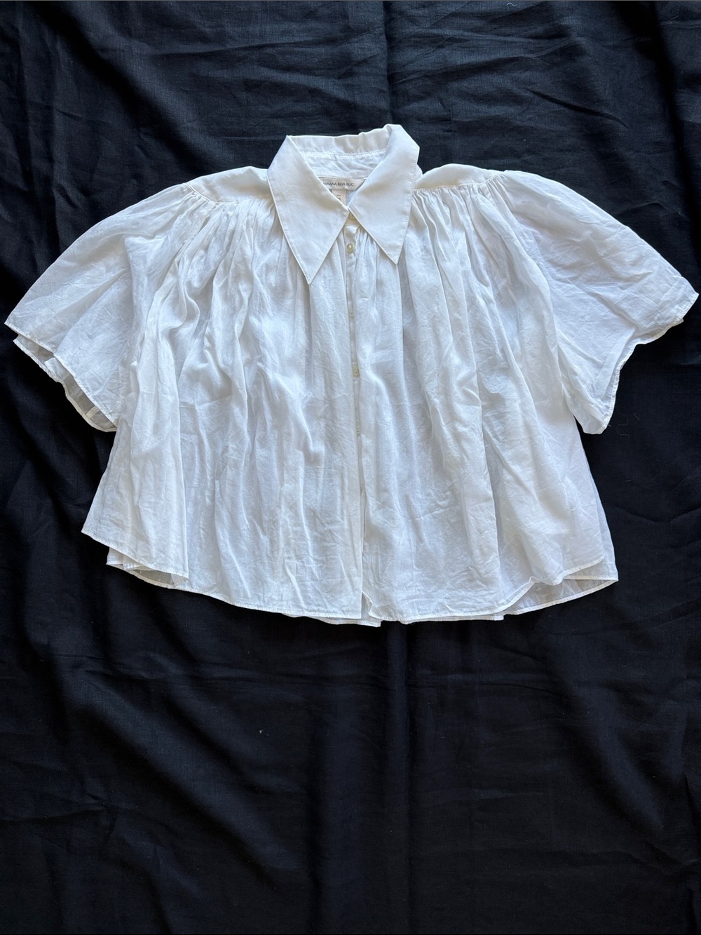 Banana Republic Cropped Cotton Silk Button-down Blouse XS Petite